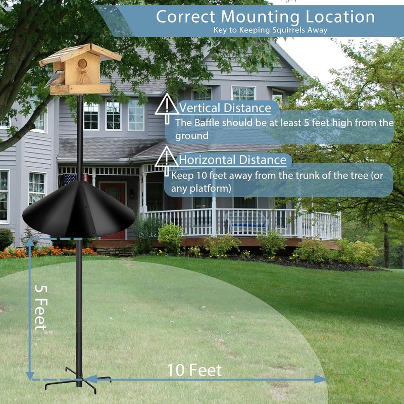 Zopkrts Squirrel Baffle,Squirrel Guard for Bird Feeders Pole,Baffle for Bird Feeders Pole,Black(16inch-1Pack) - Image 4